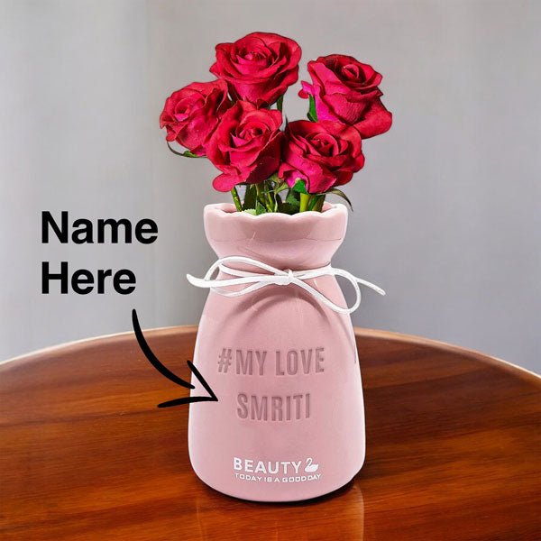 customized vase with Roses - Flowers to Nepal - FTN