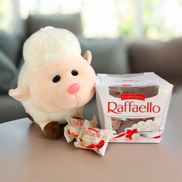 Cute Baby Sheep with raffaello Box - Flowers to Nepal - FTN