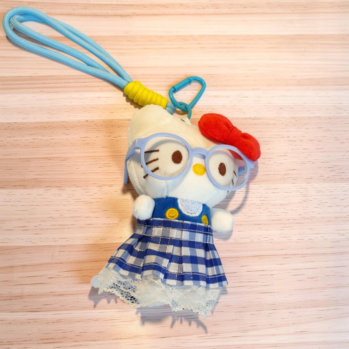 Cute Hello Kitty Keychain – Blue Dress & Sunglass 5.5" with Strap - Flowers to Nepal - FTN