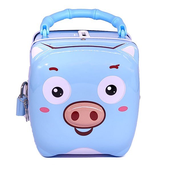 Cute Pig Bag Design Tin Coin Box (Blue) - Flowers to Nepal - FTN