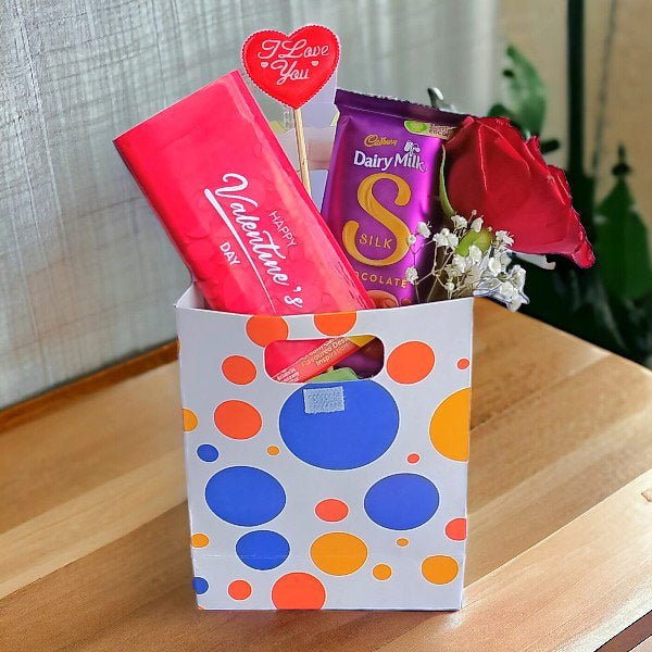 Dairy Milk Silk & Rose Valentine Gift - Flowers to Nepal - FTN