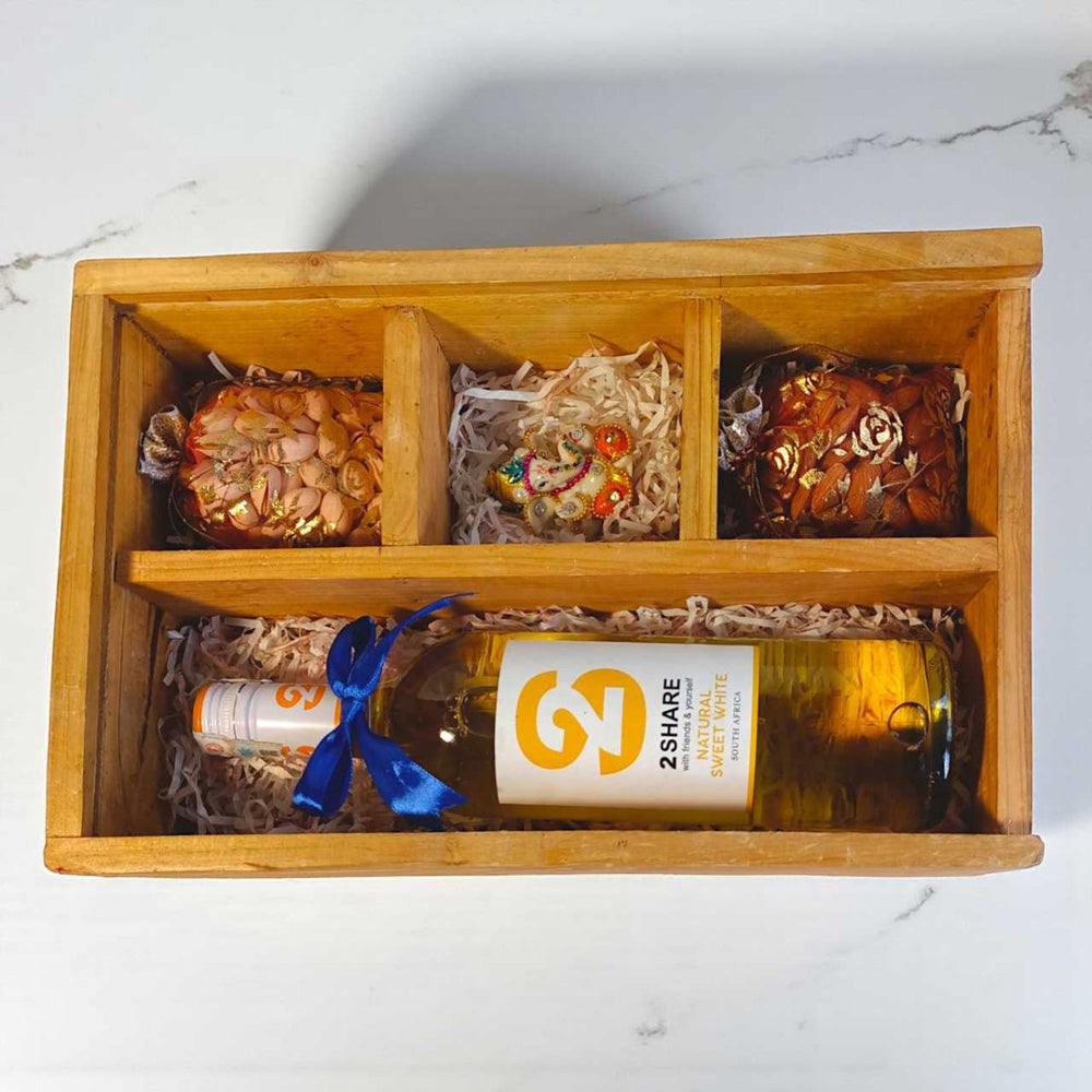 Dashain Gift Box with Wine & Nuts - Flowers to Nepal - FTN