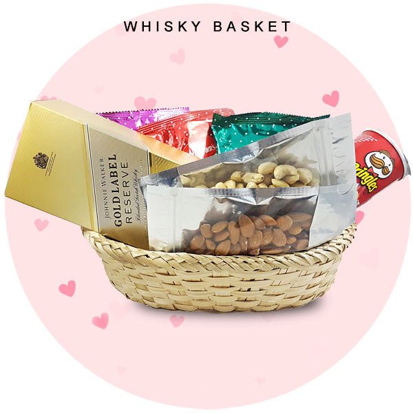 Dashain Gold Label 1000ml Whisky & Snack Basket - Flowers to Nepal - FTN