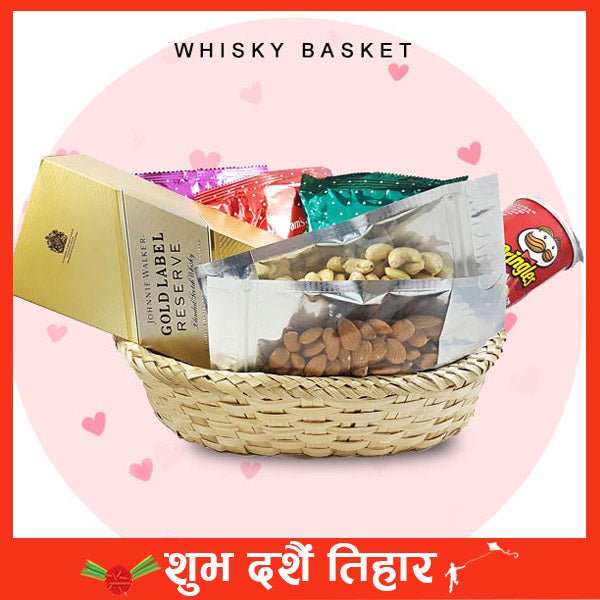 Dashain Gold Label 1000ml Whisky & Snack Basket - Flowers to Nepal - FTN