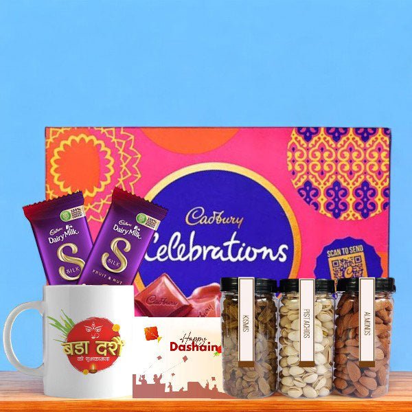 Dashain Mug, Dry Nuts and chocolate combo - Flowers to Nepal - FTN