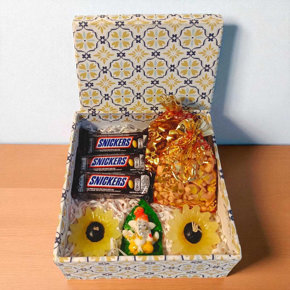 Dashain Sweet & Nut Hamper With Mini Lord Ganesha - Flowers to Nepal - FTN