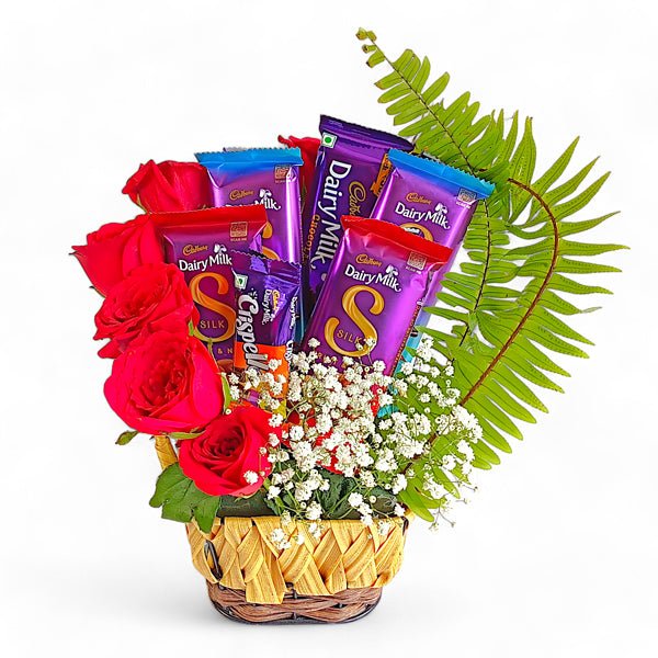 Delicious Cadbury Chocolates and Roses Blooms - Flowers to Nepal - FTN