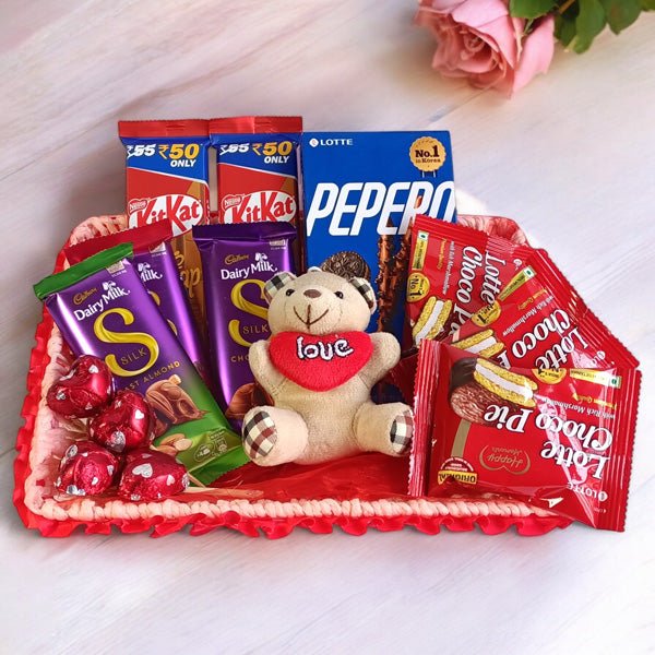 Delicious Chocolate with Teddy Keyring Hamper - Flowers to Nepal - FTN