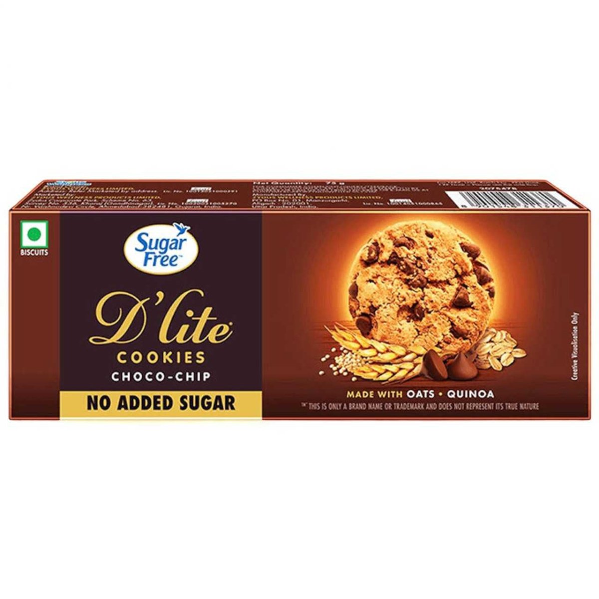 D’lite Sugar Free Chocolate Chip Cookies 75g - Flowers to Nepal - FTN