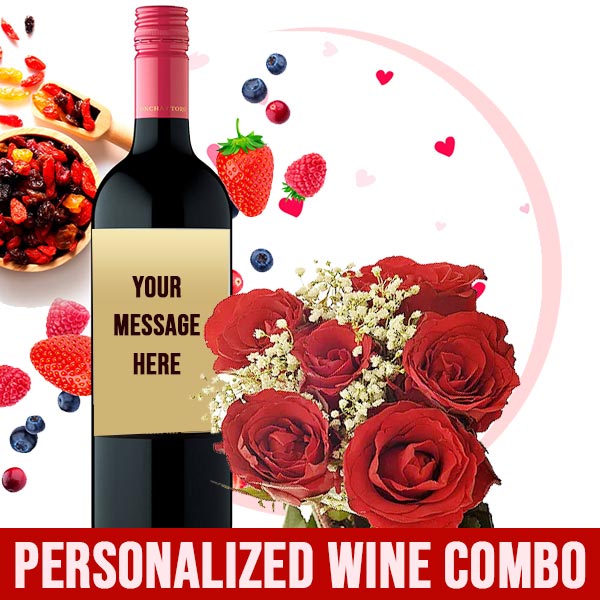 Don Barroso Sweet Wine 750ml with roses bunch - Flowers to Nepal - FTN