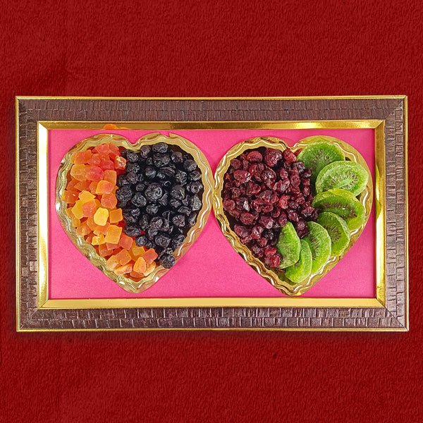 Double Heart Dried Fruits Tray - Flowers to Nepal - FTN