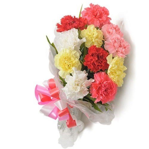 Dozen Mix Fresh Carnations With Assorted Mithai Big Box - Flowers to Nepal - FTN