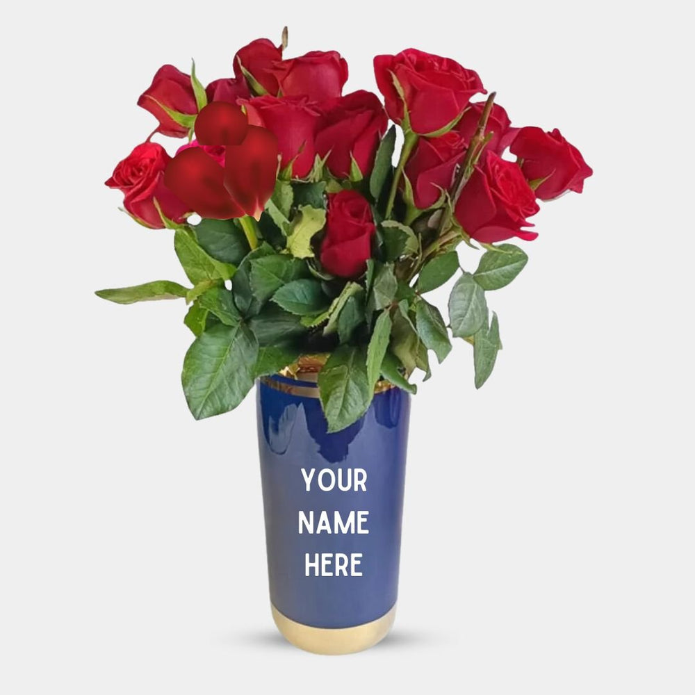 Dozen of Roses Vase - Flowers to Nepal - FTN