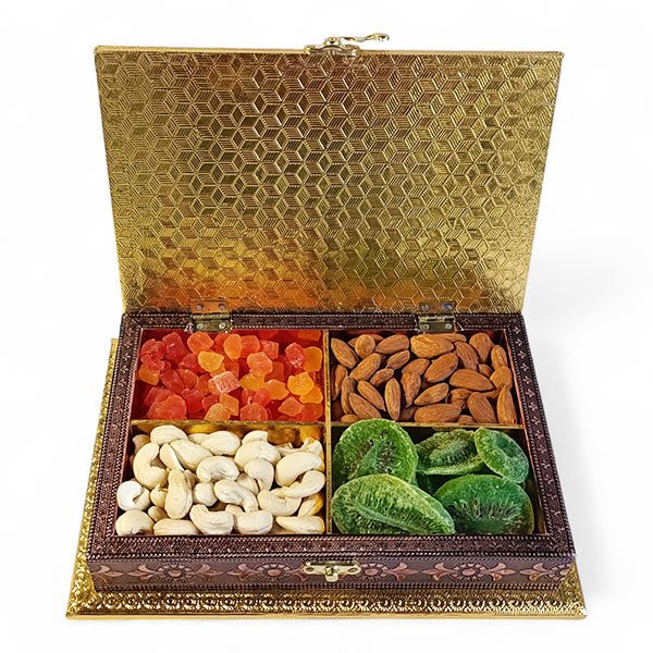 Dried Fruits and Almond, Cashew In Compartment Box - Flowers to Nepal - FTN