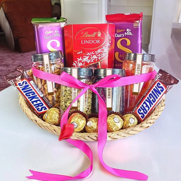 Dried Fruits & seeds with Chocolate Treat Hamper - Flowers to Nepal - FTN