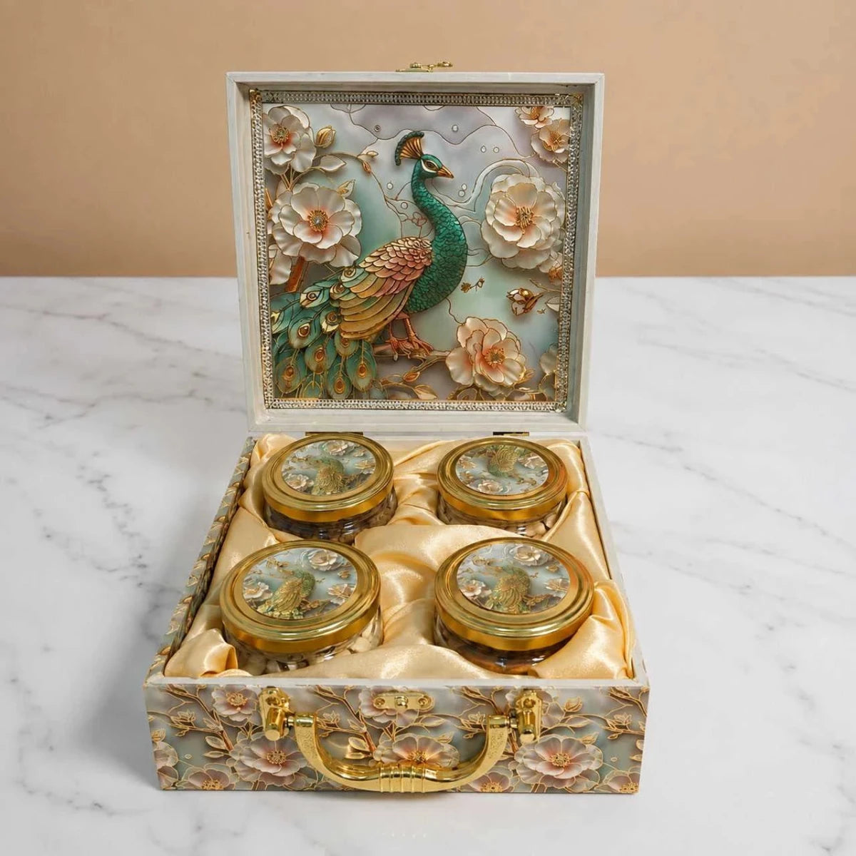 Dry Fruits Gift Box with Mayur Floral Design - Flowers to Nepal - FTN