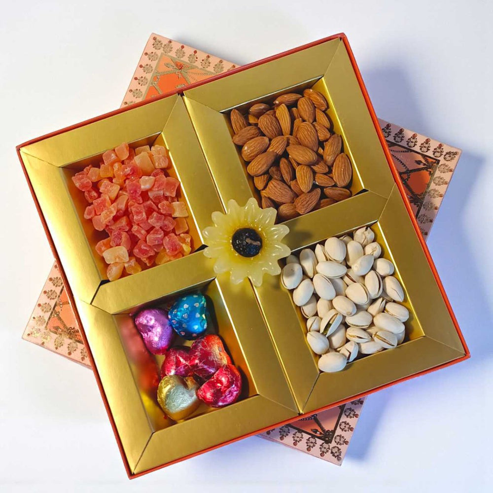 Dry Fruits, Nuts & Chocolate Candle Set - Flowers to Nepal - FTN