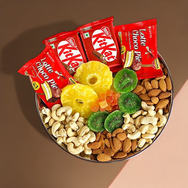 Dry Fruits & Nuts Tray with Chocolate - Flowers to Nepal - FTN