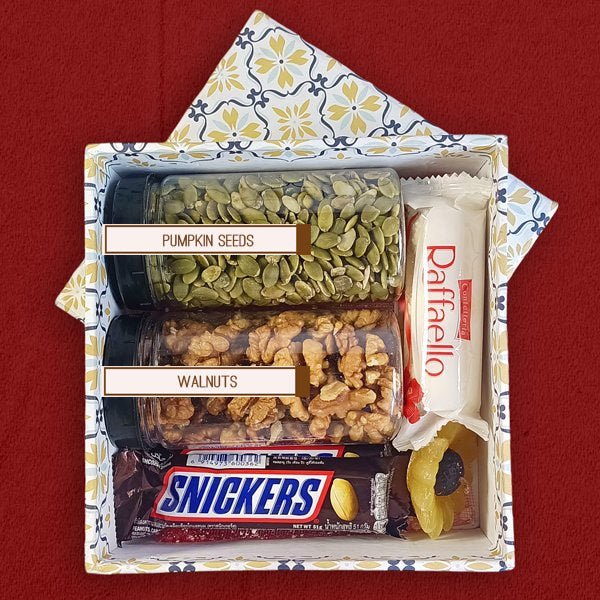 Dry Nuts & Chocolates Gift Box with Candle - Flowers to Nepal - FTN