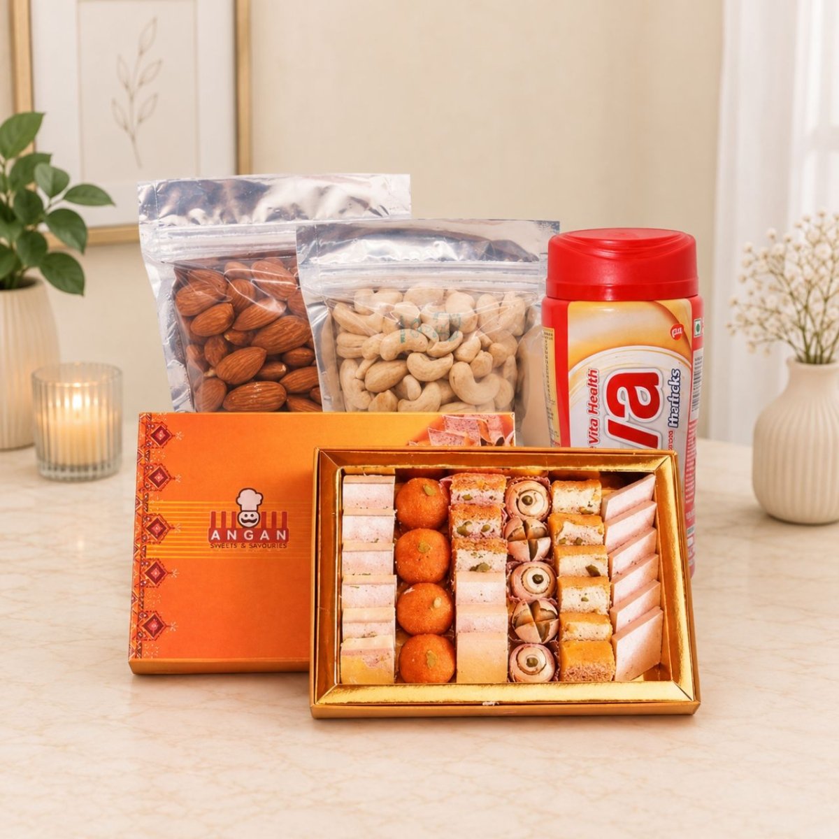 Dry Nuts with Mithai Gift Hamper - Flowers to Nepal - FTN