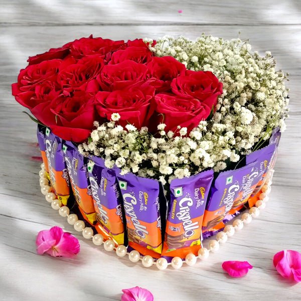 Elegant 15 Roses with Sweet Crispello Treat - Flowers to Nepal - FTN