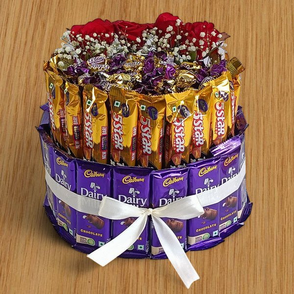 Elegant Chocolate Bouquet with Floral Touch - Flowers to Nepal - FTN