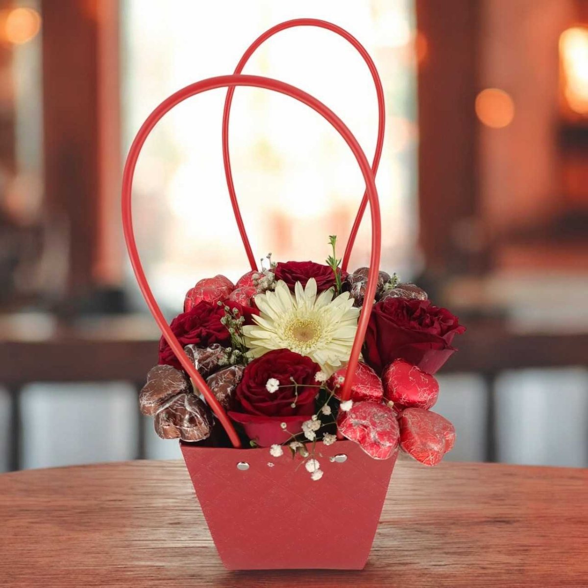Elegant Chocolate & Floral Gift Bag - Flowers to Nepal - FTN
