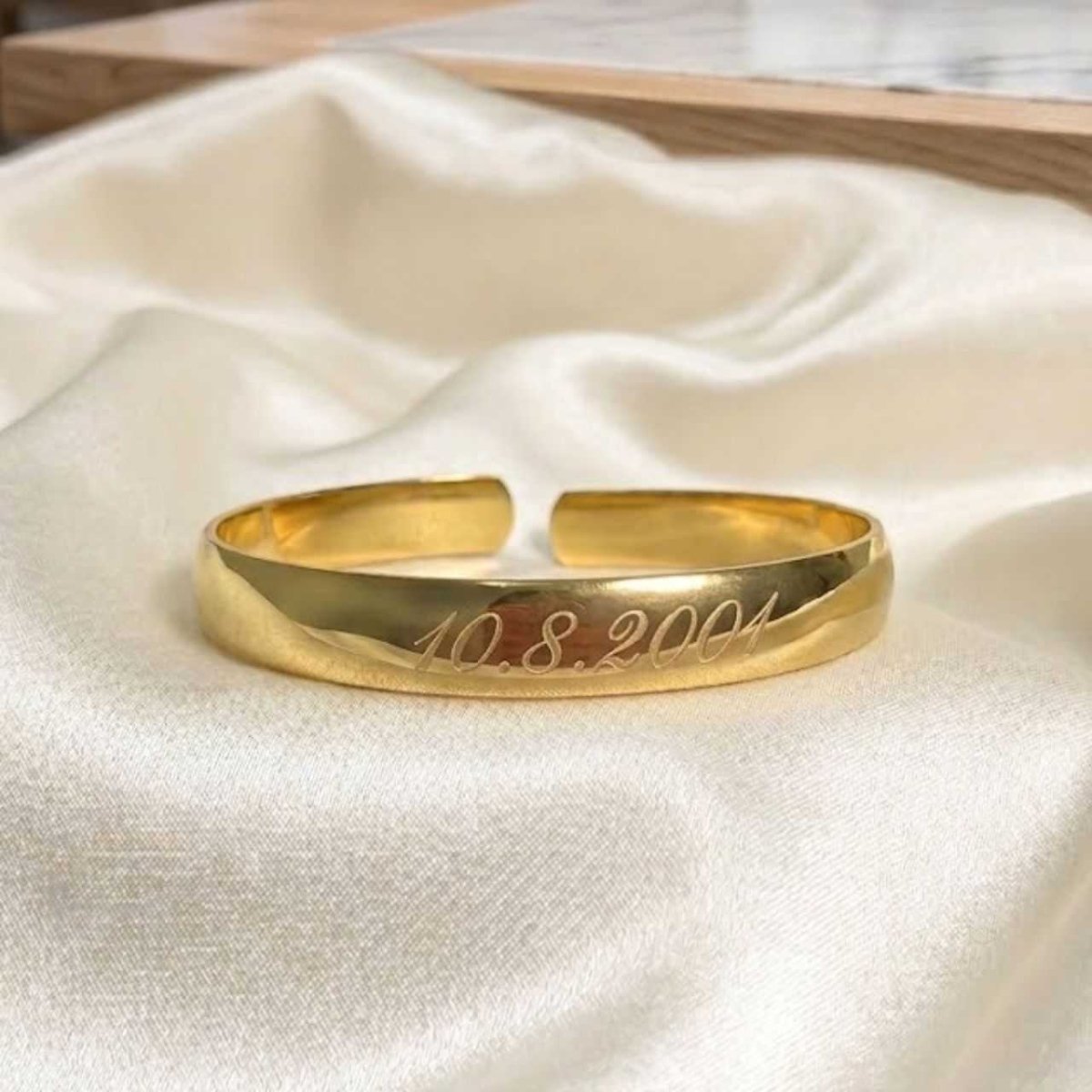 Elegant Custom Date Cuff Bangle - Flowers to Nepal - FTN
