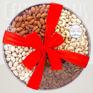 Elegant Dry Fruits Steel Tray Basket - Flowers to Nepal - FTN