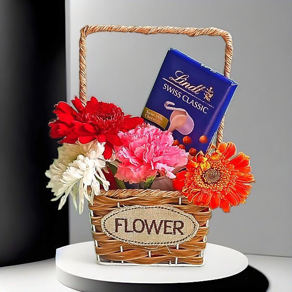 Elegant Flowers With Lindt Chocolate Combo - Flowers to Nepal - FTN