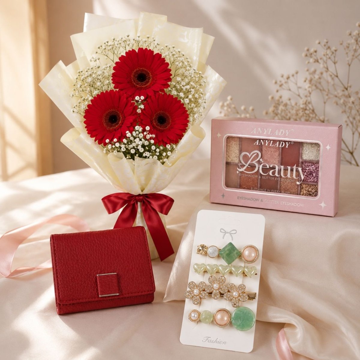 Elegant Gift Set with Red Carnation Bouquet - Flowers to Nepal - FTN