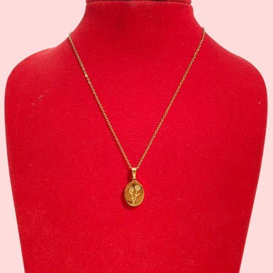 Elegant Gold Floral Pendant Necklace with Initial Engraving - Flowers to Nepal - FTN