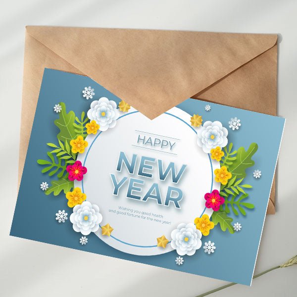 Elegant New Year Card with Envelope - Flowers to Nepal - FTN