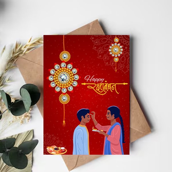 Elegant Raksha Bandhan Greeting Card - Flowers to Nepal - FTN
