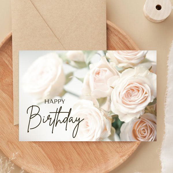 Elegant Rose Design Birthday Greeting Card - Flowers to Nepal - FTN