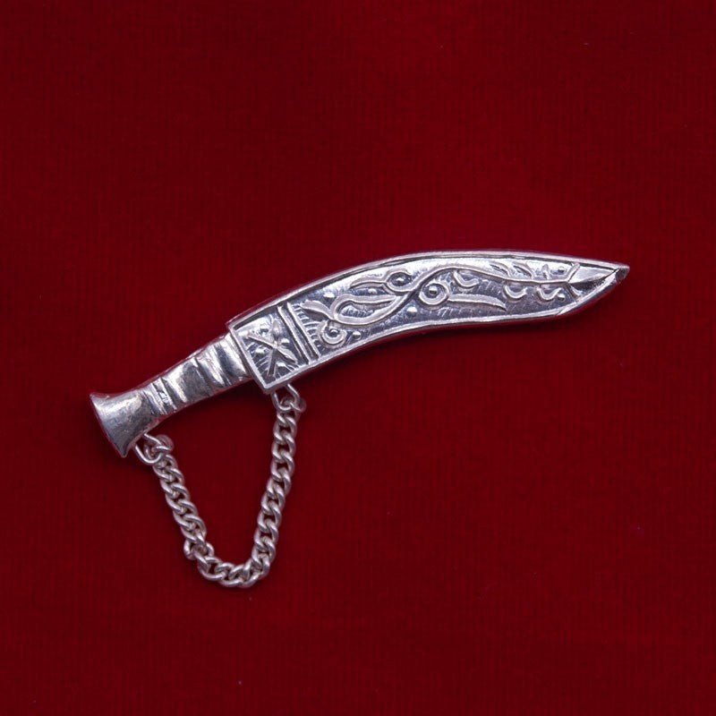 Elegant Silver Khukuri Pin - Flowers to Nepal - FTN