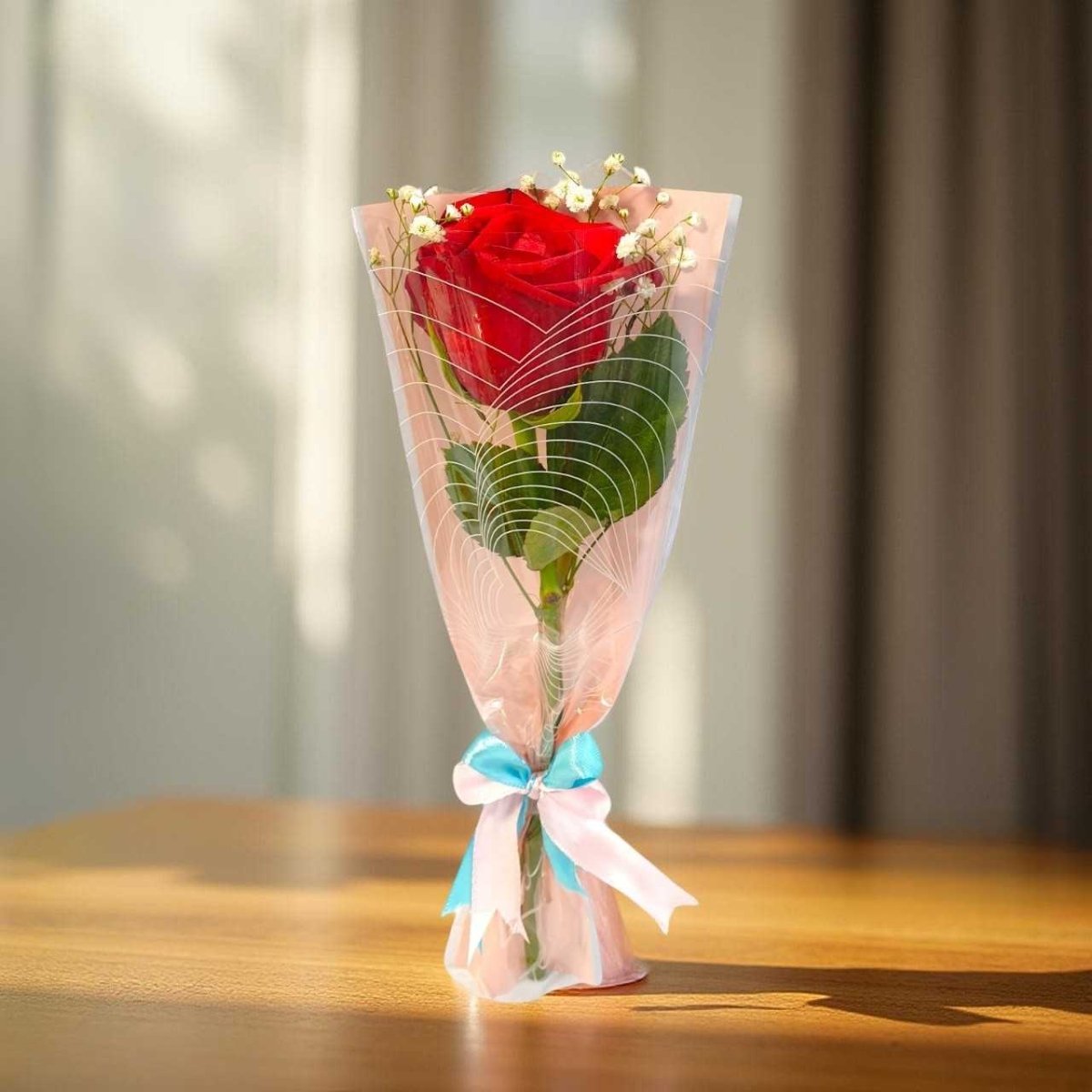 Elegant Single Red Rose Romantic Bouquet - Flowers to Nepal - FTN