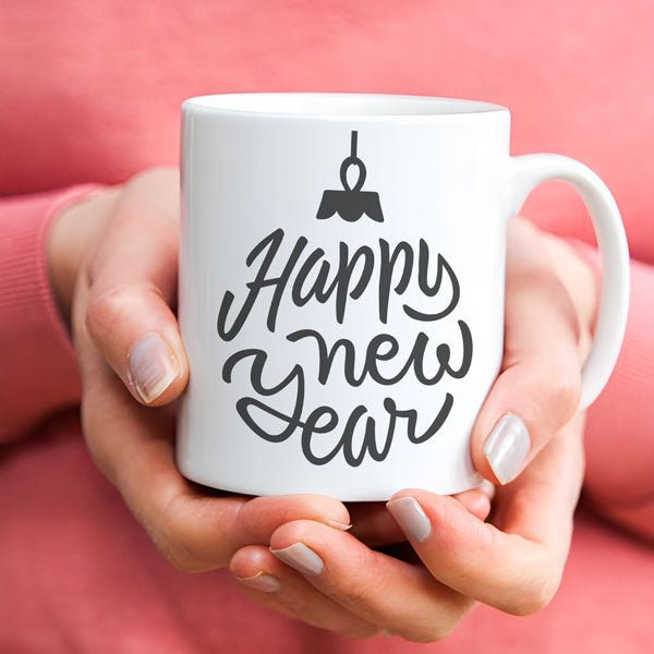 Elegant White Mug – Happy New Year Design - Flowers to Nepal - FTN