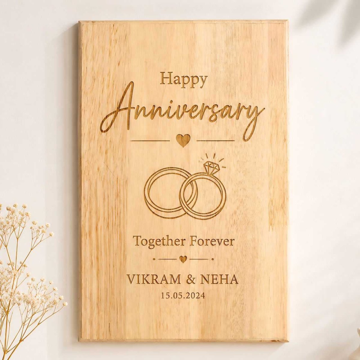 Engraved Anniversary Wooden Board A3 - Flowers to Nepal - FTN