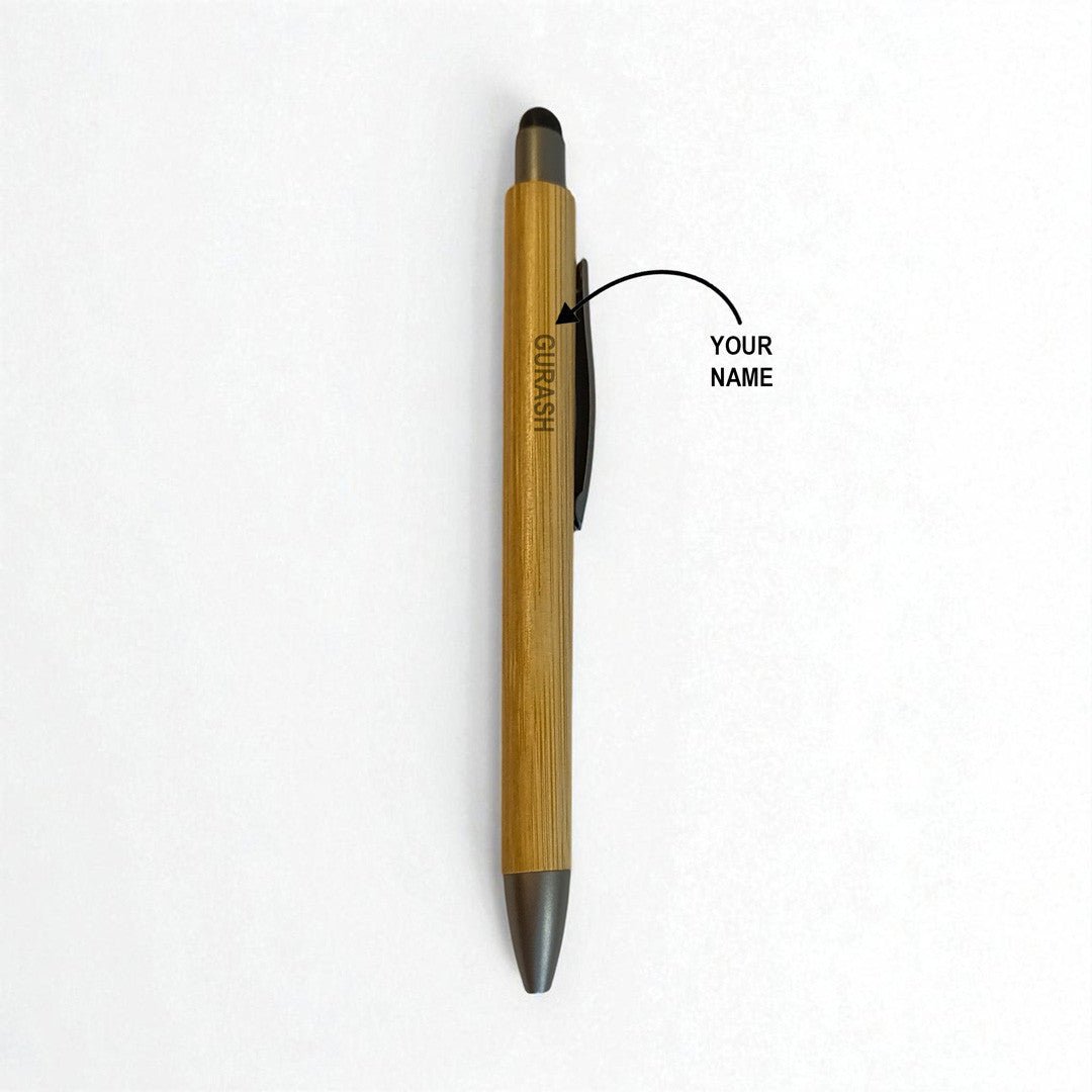 Engraved Bamboo Ball Pen - Flowers to Nepal - FTN