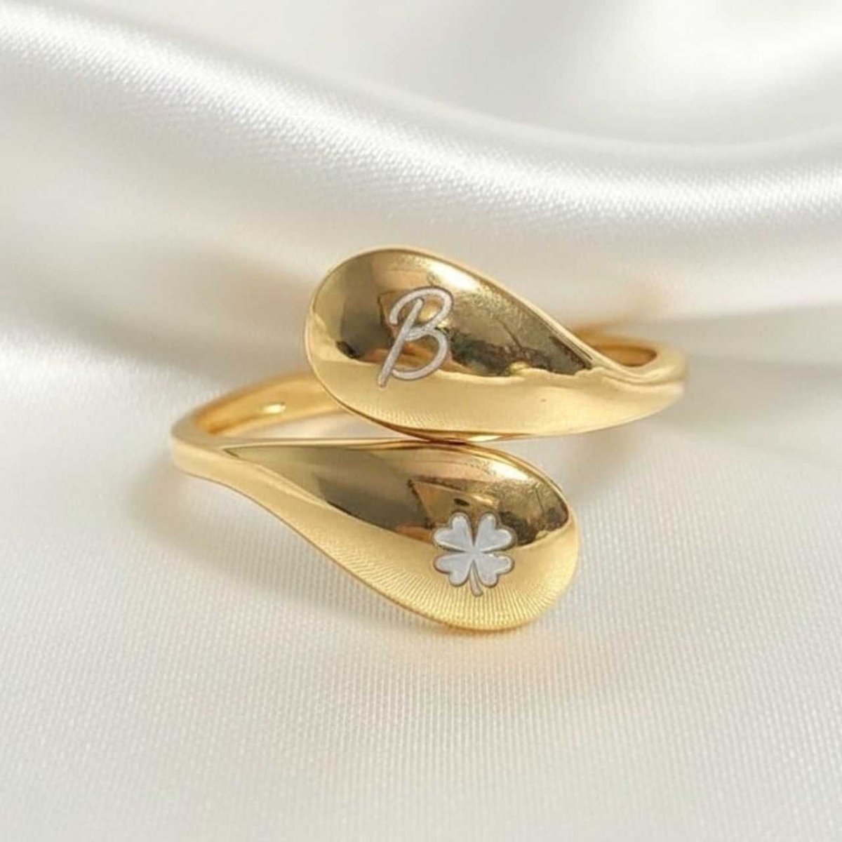 Engraved Initial Clover Bangle - Flowers to Nepal - FTN