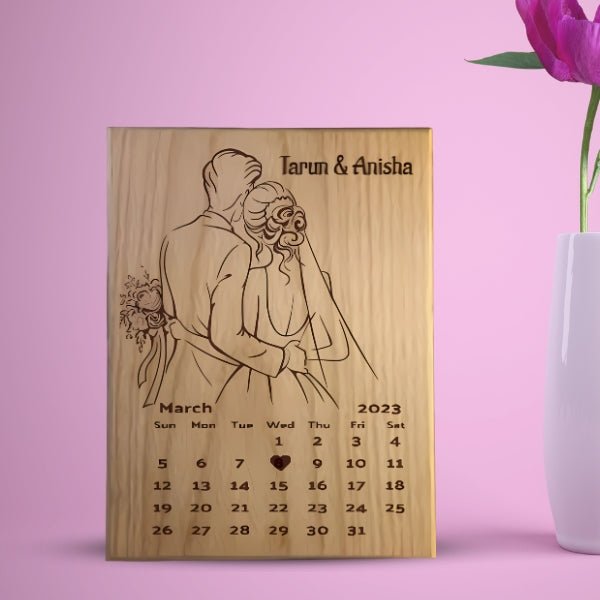 Engraved Plaque with Couple (image, name & date) - Flowers to Nepal - FTN