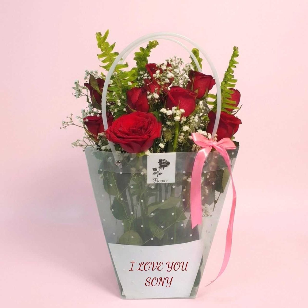 Exclusive “I Love You” Floral Gift Bag Combo - Flowers to Nepal - FTN
