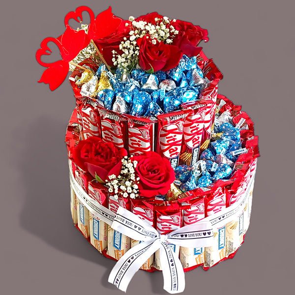 Exquisite Chocolate Bouquet Adorned with Roses - Flowers to Nepal - FTN