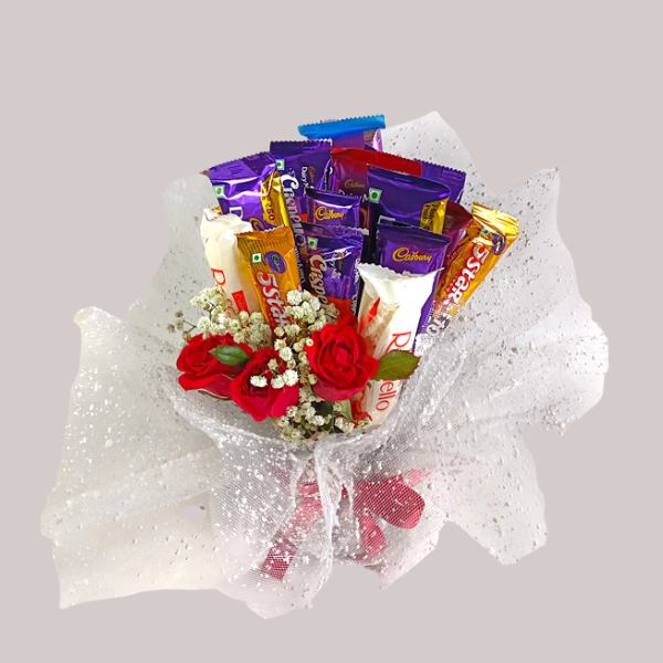 Exquisite Rose and Chocolate Bouquet - Flowers to Nepal - FTN