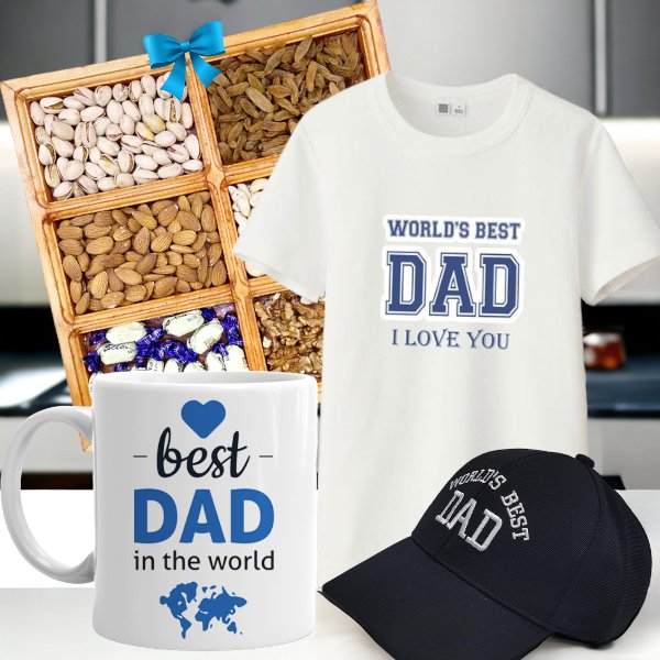 Father's Day Bundle: Nut Tray, Cap, T - Shirt, Mug - Flowers to Nepal - FTN