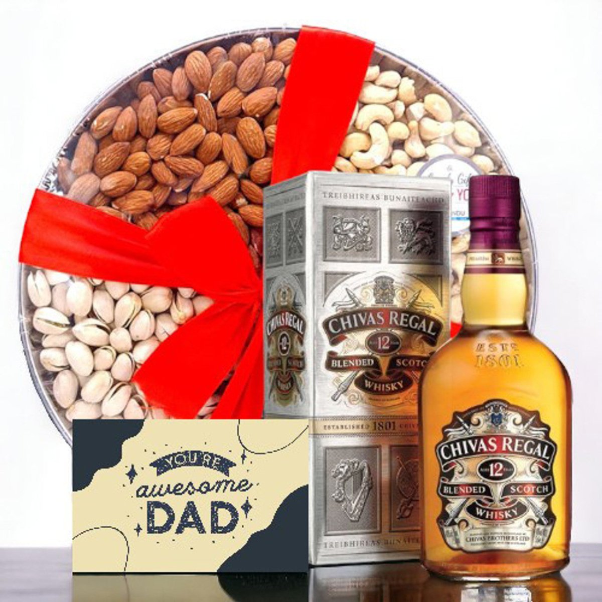 Father's Day Cheers and Dry Nuts Tray Hamper - Flowers to Nepal - FTN