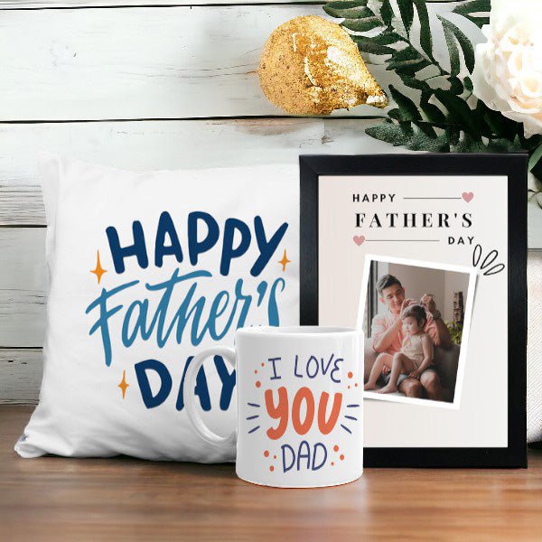Father's Day Trio: Mug, Cushion, and Frame - Flowers to Nepal - FTN