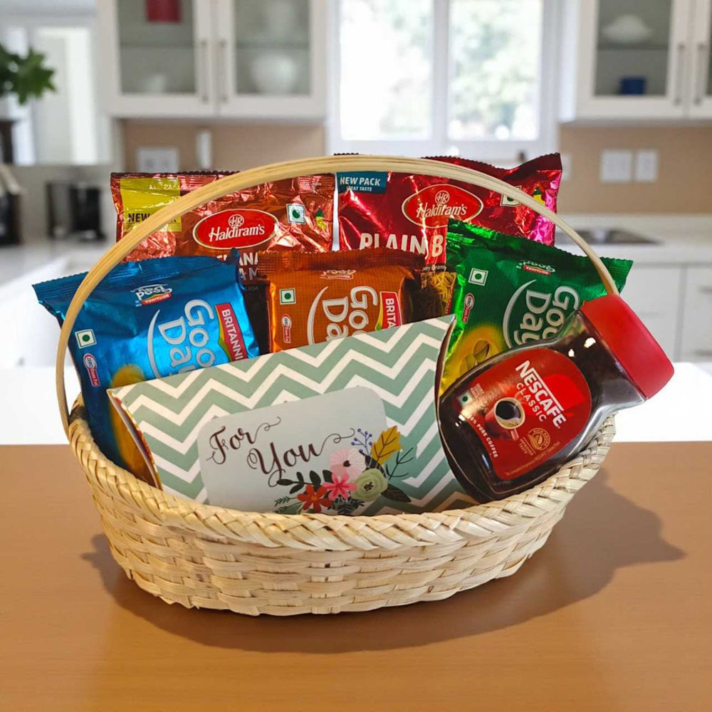 Festival Snacks, Coffee & Dry Nuts Basket - Flowers to Nepal - FTN