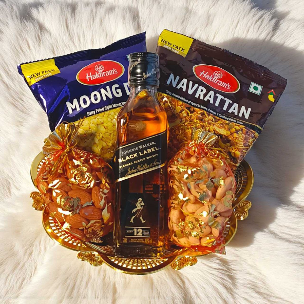 Festival Snacks Gift with 200ml Black Label - Flowers to Nepal - FTN